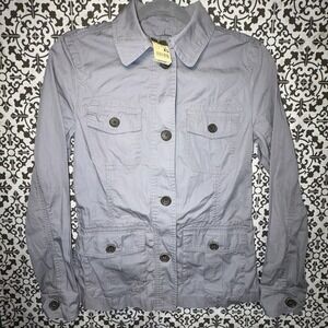 Eddie Bauer XS 100% Cotton Utility Jacket Gray 4 Pocket Button Front NWT